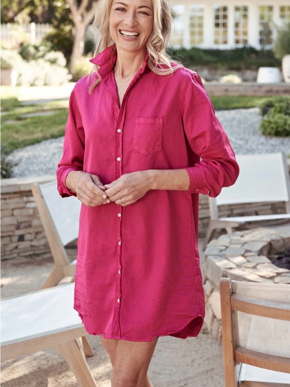 NWT Frank & Eileen Mary Dress XL Pink Blossom Raw Hem